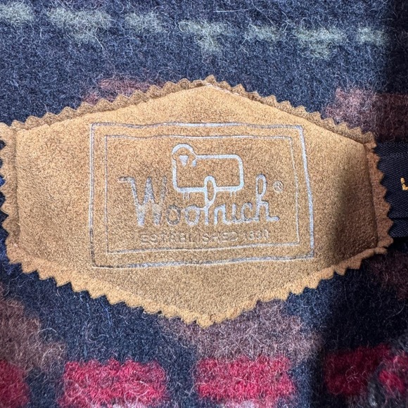 Woolrich Mens Vintage Southwestern Wool Leather Sleeve Bomber Jacket Brown 8715 - Picture 3 of 12